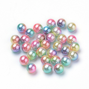 Rainbow Acrylic Imitation Pearl Beads, Gradient Mermaid Pearl Beads, No Hole, Round, Champagne Yellow, 3mm, about 37970pcs/500g