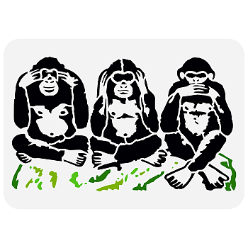 Plastic Drawing Painting Stencils Templates, for Painting on Scrapbook Fabric Tiles Floor Furniture Wood, Rectangle, Monkey, 29.7x21cm