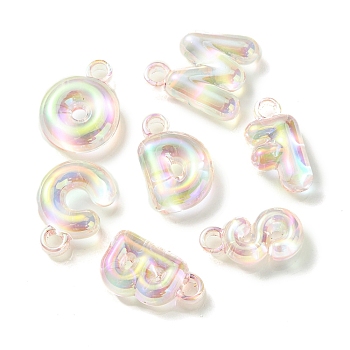 UV Plating Rainbow Iridescent Acrylic Beads, Letters, Old Lace, 25~26x14~22.5x8mm, Hole: 3.5mm