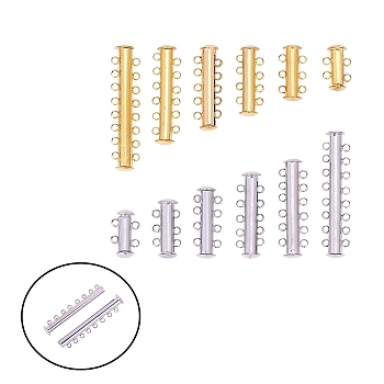 Brass Magnetic Slide Lock Clasps, Mixed Color, 15x11.5x6mm, Hole: 2.5mm, 11sets/box