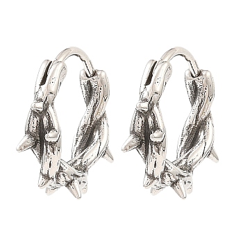 Skull Theme 316 Surgical Stainless Steel Hoop Earrings for Women Men, Antique Silver, 15x17x5mm
