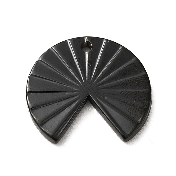 304 Stainless Steel Pendants, Fan Charm, Electrophoresis Black, 18x20x2mm, Hole: 1.3mm