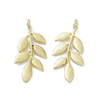 Alloy Pendants, Leafy Branch Charms, Light Gold, 24.5x12x4mm, Hole: 1.6mm