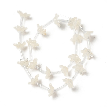 Natural White Shell Bead Caps, 6-Petal, Flower, Creamy White, 10x9x3.5mm, Hole: 1mm