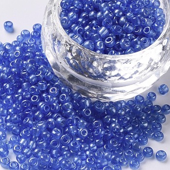 Glass Seed Beads, Trans. Colours Lustered, Round, Cornflower Blue, 3mm, Hole: 1mm, about 1111pcs/50g, 50g/bag, 18bags/2pounds