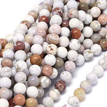 Natural Ocean Jasper Beads Strands, Round, 8~8.5mm, Hole: 1mm, about 46~49pcs/strand, 15.55 inch(39.5cm)
