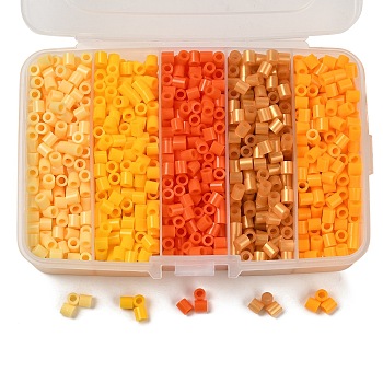 5mm PE DIY Fuse Beads Refills for Kids, Tube, Yellow, 5x5mm, Hole: 3mm, about 1900pcs/ box