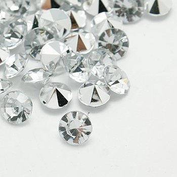 Imitation Taiwan Acrylic Rhinestone Pointed Back Cabochons, Faceted, Diamond, Clear, 4.5x3mm