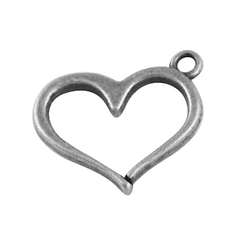 Ideas for Valentines Gifts for Him Alloy Pendants, Lead Free, Heart, Antique Silver, 12x15x2mm