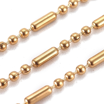 304 Stainless Steel Ball Chains, Golden, 1.5mm, Links: 1.5~5x1.5mm, about 32.8 Feet(10m)/roll