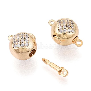 6Pcs Brass Clear Cubic Zirconia Box Clasps(KK-T073-45G)-3