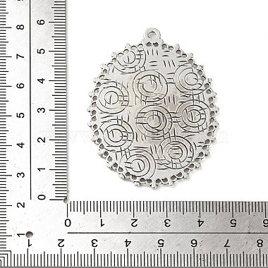 Тибетский стиль старинное серебро литые сеттинги кабошон плоский овал подвесные(X-TIBEP-M022-40AS)-3