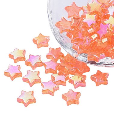 10mm Orange Star Acrylic Beads