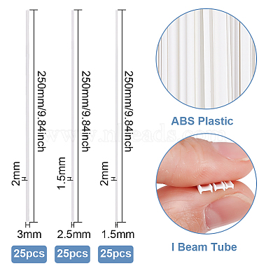 75Pcs 3 Style ABS Plastic I Beam Tubes(DIY-BC0006-39)-2