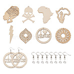 DIY Earring Making Kits, Including Undyed Wooden Big Pendant & Unfinished Wood Pendants & Undyed Natural Wood Filigree Joiners Links, with Stainless Steel Jump Rings and Brass Earring Hooks, Mixed Color(DIY-TA0008-82)