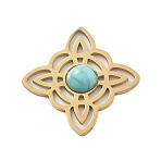Synthetic Turquoise Pendants, Trinity Knot Charms, with 304 Stainless Steel Settings, Real 18K Gold Plated, 19.5x19.5x3mm, Hole: 1mm(STAS-I327-14G-02)