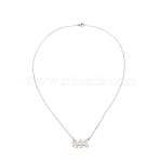 Number Necklace, 304 Stainless Steel 444 Pendants Necklace, Lucky Numerology Jewelry for Women, Stainless Steel Color, 18.42inch(46.8cm), Pendant: 13x25x1.5mm(NJEW-TAC0006-01P-04)