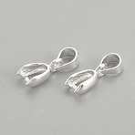 925 Sterling Silver Pendants, Ice Pick & Pinch Bails, with 925 Stamp, Silver, 12mm, Hole: 4mm, Pin: 0.5mm(STER-S002-68)