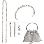 DIY Iron Tote Drawstring & Bag Handle Kits, including Wheat Chain, Rhinestone Tassel Pendant Decoration, Cord Lock, Screw, Crystal Rhinestone Bag Handles, Platinum(FIND-WH0036-55P)