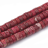 Synthetic Imperial Jasper Beads Strands, Heishi Beads, Flat Round/Disc, Red, 6~6.5x3~3.5mm, Hole: 1mm, about 113pcs/strand, 15.5 inch(X-G-T103-19D)