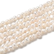 Natural Cultured Freshwater Pearl Beads Strands, Two Side Polished, Grade 3A+, Seashell Color, 4~4.5x4.5~5x3.5~4mm, Hole: 0.5mm, about 83~85pcs/strand, 13.98''(35.5cm)(PEAR-E017-25)