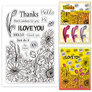 Custom PVC Plastic Clear Stamps, for DIY Scrapbooking, Photo Album Decorative, Cards Making, Sunflower, 160x110mm(DIY-WH0618-0035)