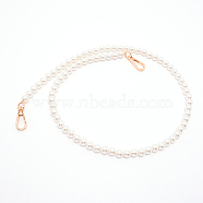 White Acrylic Round Beads Bag Handles, with Zinc Alloy Swivel Clasps and Steel Wire, for Bag Replacement Accessories, Light Gold, 80cm(FIND-TAC0006-21C-01)