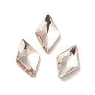 Glass Rhinestone Cabochons, Point Back & Back Plated, Faceted, Rhombus, Light Peach, 8x5x2mm(RGLA-P037-05A-D261)