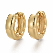 Brass Chunky Small Huggie Hoop Earrings for Women, Real 18K Gold Plated, 16x5mm, Pin: 0.8mm(EJEW-SZ0001-44)
