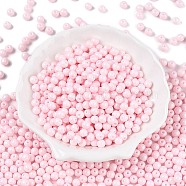 Opaque Baking Painted Glass Beads, Round, Pink, 5.5x4.5~5mm, Hole: 1mm, about 2500pcs/pound(DGLA-T004-02F)