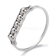 Non-Tarnish Round Beaded 304 Stainless Steel Bangles, Stainless Steel Color, 0.25cm~1/2 inch(1.3cm), Inner Diameter: 1-3/4x2-1/4 inch(4.4x5.85cm)(BJEW-G700-08P)