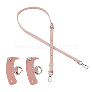Leather Crossbody Long Purse Straps, with Undamaged Bag D Ring Connector, Pink, 108~120.5x1.1cm(FIND-WH0126-329C)