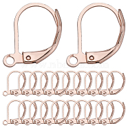 60Pcs 304 Stainless Steel Leverback Earring Findings, with Loop, Rose Gold, 16x10x2mm, Hole: 1.4mm, Pin: 0.7x0.9mm(STAS-SC0006-44)