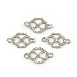 Tarnish Resistant Clover 201 Stainless Steel Links connectors, Stainless Steel Color, 12x8x0.4mm, Hole: 1mm(STAS-R063-78)