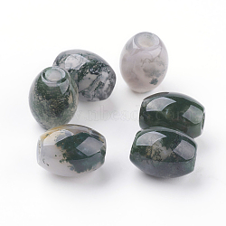 Natural Moss Agate Beads, Barrel, 16x13mm, hole: 4mm(X-G-F528-15)
