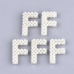 Handmade ABS Plastic Imitation Pearl Woven Beads, Letter, Letter.F, 33x20x7~8mm(FIND-T039-18-F)