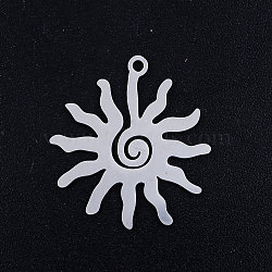 201 Stainless Steel Pendants, Sun, Stainless Steel Color, 23.5x21.5x1mm, Hole: 1.2mm(STAS-S105-JN382-1)