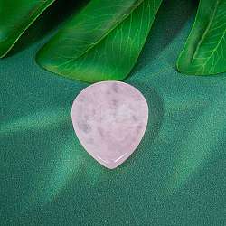 Natural Rose Quartz Teardrop Decorations, Reiki Stones for Home Office Desktop Feng Shui Ornament, 45x35mm(PW-WG72051-01)