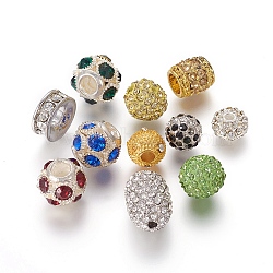 Alloy Beads, with Rhinestones, Mixed Shapes, Mixed Color, 5.5~18.5x8.5~14mm, Hole: 1~8mm(RB-MSMC002-16)