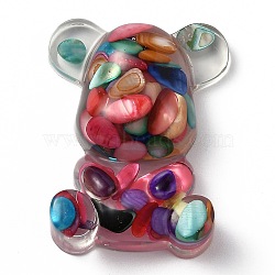 Resin Display Decorations, with Natural Shell Shards Inside, Bear, Colorful, 53.5x41x19.5mm(DJEW-H001-B40)