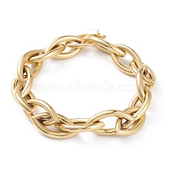 Iron Cable Chain Bracelets, with Brass Horse Eye Screw Carabiner Lock Charms, Real 18K Gold Plated, 7-5/8 inch(19.5cm)(X-BJEW-JB05758)