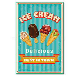 Vintage Metal Tin Sign, Wall Decor for Bars, Restaurants, Cafes Pubs, Ice Cream Pattern, 30x20cm(AJEW-WH0157-097)