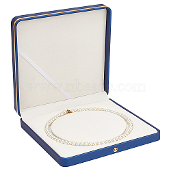 PU Leather Single Necklace Storage Gift Box, Rectangle, Royal Blue, 19x19.4x4cm(AJEW-WH0475-08B)