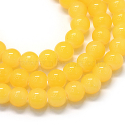 Baking Painted Imitation Jade Glass Round Bead Strands, Gold, 4.5~5mm, Hole: 1mm, about 210pcs/strand, 31.4 inch(DGLA-Q021-4mm-30)