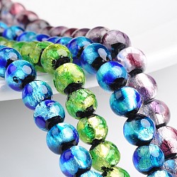 Handmade Silver Foil Glass Round Beads, Mixed Color, 8mm, Hole: 1mm(FOIL-I005-B)