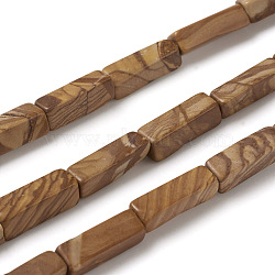 Natural Wood Lace Stone Beads Strands, Cuboid, 13~14x4~4.5x4~4.5mm, Hole: 1.2mm, about 29pcs/strand, 15.5~15.8 inch(G-G837-09)