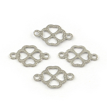 Clover 201 Stainless Steel Links connectors, Stainless Steel Color, 12x8x0.4mm, Hole: 1mm