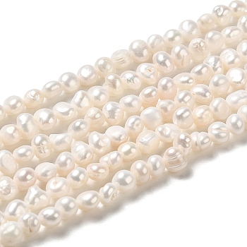 Natural Cultured Freshwater Pearl Beads Strands, Two Side Polished, Grade 3A+, Seashell Color, 4~4.5x4.5~5x3.5~4mm, Hole: 0.5mm, about 83~85pcs/strand, 13.98''(35.5cm)