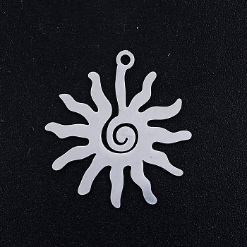 201 Stainless Steel Pendants, Sun, Stainless Steel Color, 23.5x21.5x1mm, Hole: 1.2mm