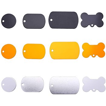 Aluminium Pendants, Pet Tag, Mixed Shapes, Mixed Color, 7.4x7.2x1.7cm, 24pcs/box